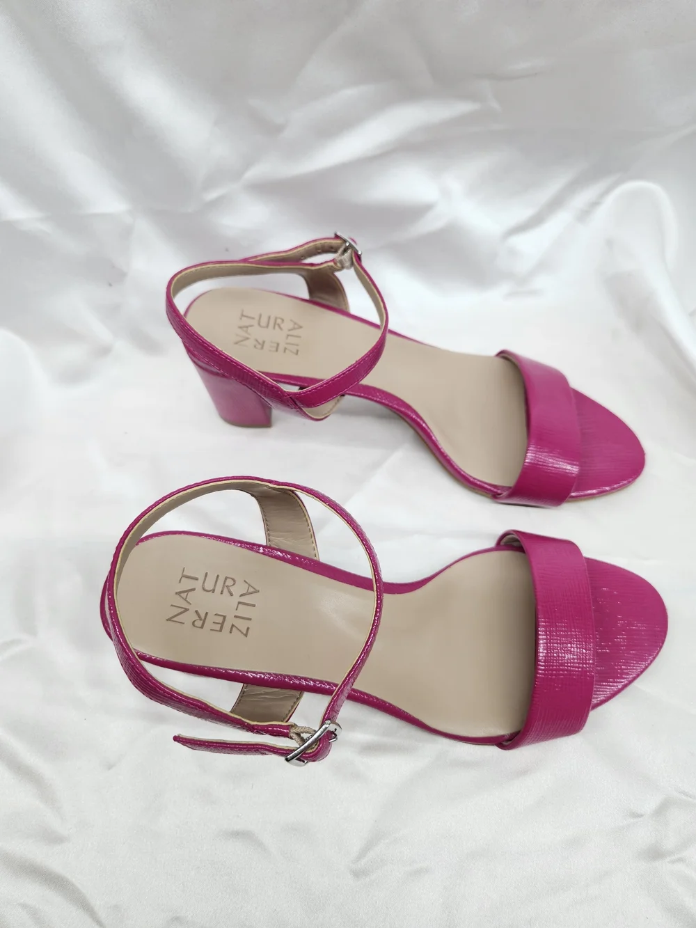 Naturalizer Pink Open-Toe Ankle Strap Heels